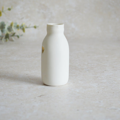 Seconds* MEDIUM White Bottle Vase With A Gold Embossed Heart | Bottle Vase | Flower Vase | Summer Vase | Mother's Day | Porcelain (A89)