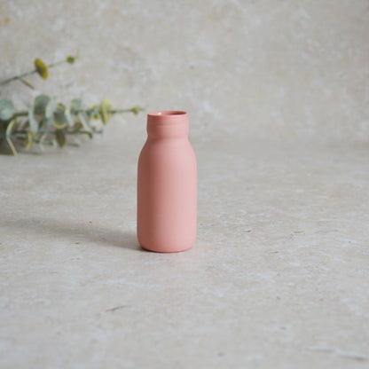 Seconds* Discontinued* Love Potion Bottle Vase With A Gold Embossed Heart | Ceramic Pink Bottle Vase| Valentine's Gift | Porcelain Vase (A8)
