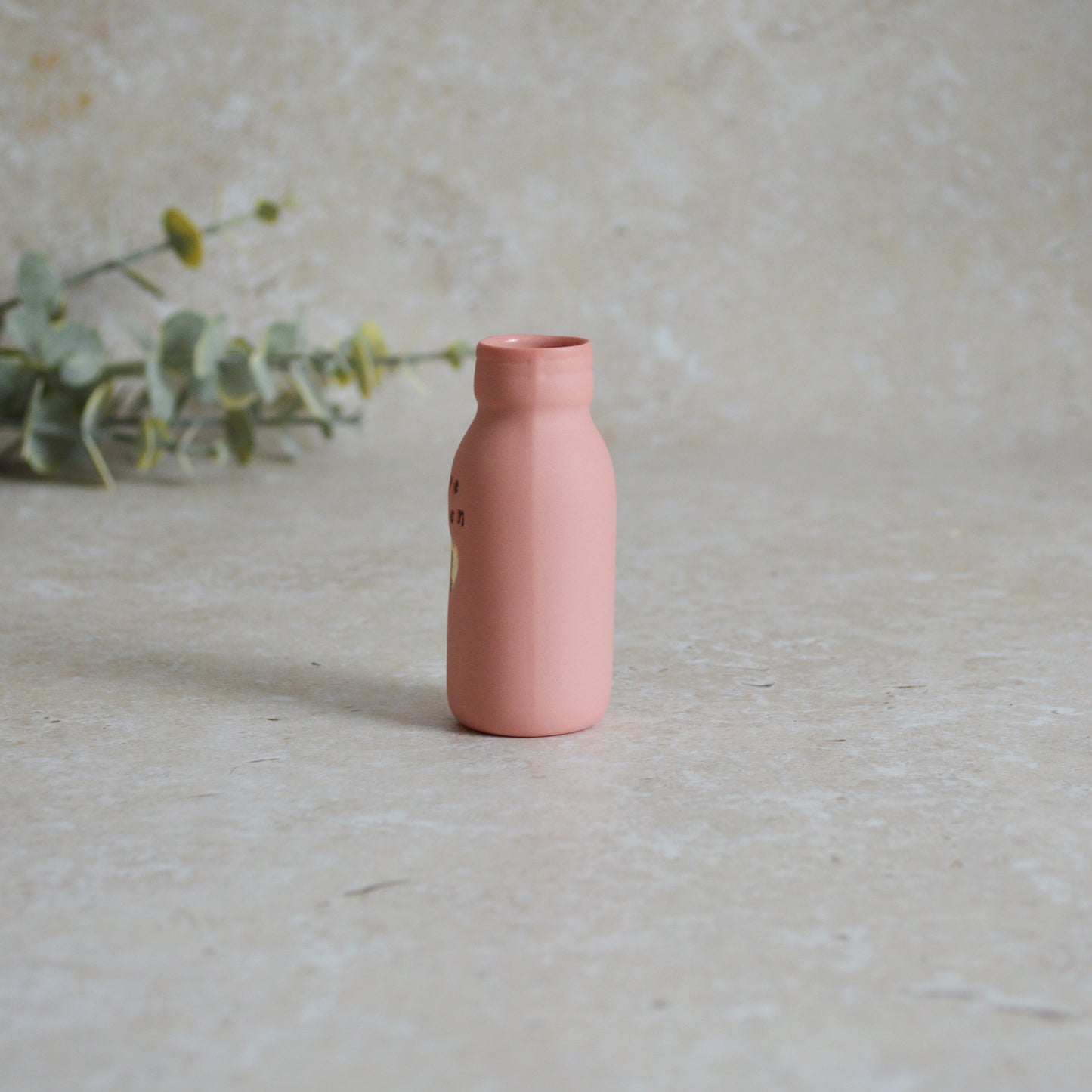 Seconds* Discontinued* Love Potion Bottle Vase With A Gold Embossed Heart | Ceramic Pink Bottle Vase| Valentine's Gift | Porcelain Vase (A8)