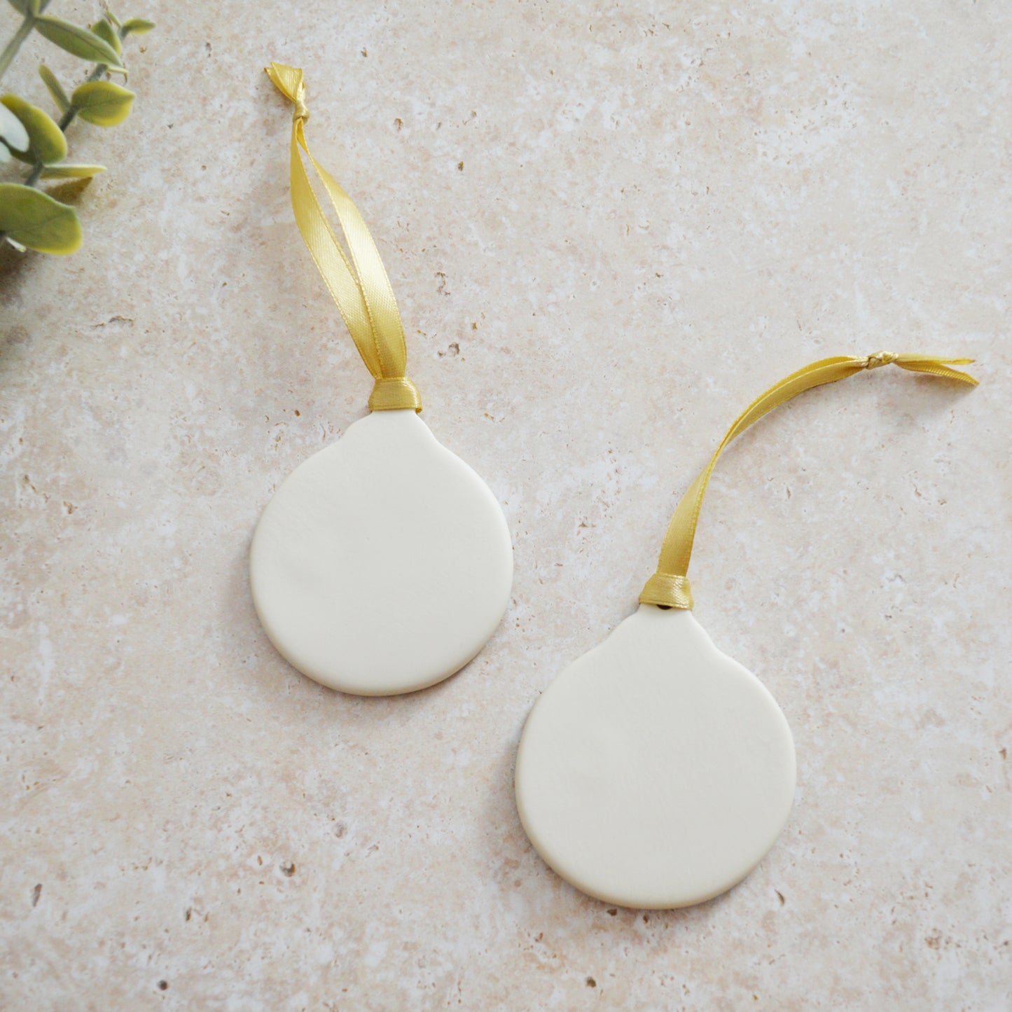 Sample* Seconds* A PAIR of Flat Turquoise Glazed Bauble Hanging Decoration With A Gold Heart | Porcelain | Hanging Christmas Decorations | Christmas Tree Decor (A92-2)