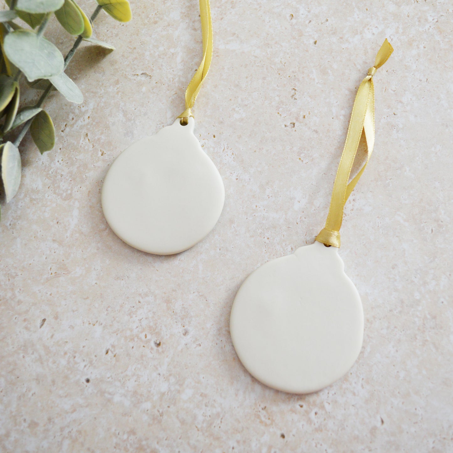 Sample* Seconds* A PAIR of Flat Turquoise Glazed Bauble Hanging Decoration With A Gold Heart | Porcelain | Hanging Christmas Decorations | Christmas Tree Decor (A92-3)