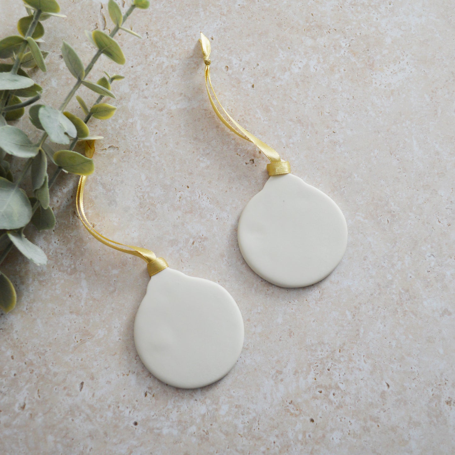 Sample* Seconds* A PAIR of Flat Turquoise Glazed Bauble Hanging Decoration With A Gold Heart | Porcelain | Hanging Christmas Decorations | Christmas Tree Decor A92 (1)