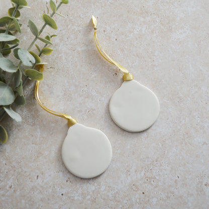 Sample* Seconds* A PAIR of Flat Turquoise Glazed Bauble Hanging Decoration With A Gold Heart | Porcelain | Hanging Christmas Decorations | Christmas Tree Decor A92 (1)
