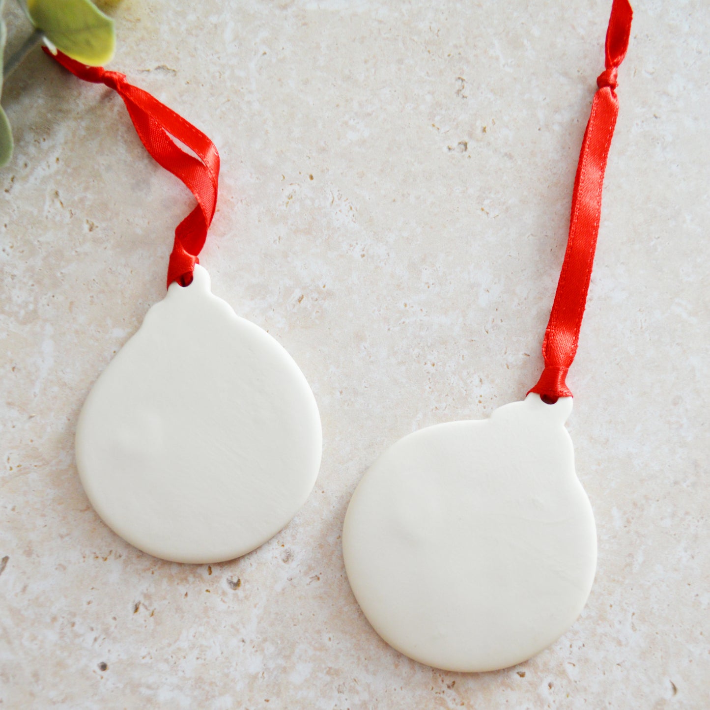 Seconds* A PAIR of Flat Bauble Hanging Decoration With A Gold Heart | Porcelain | Hanging Christmas Decorations | Christmas Tree Decor (A93-2)