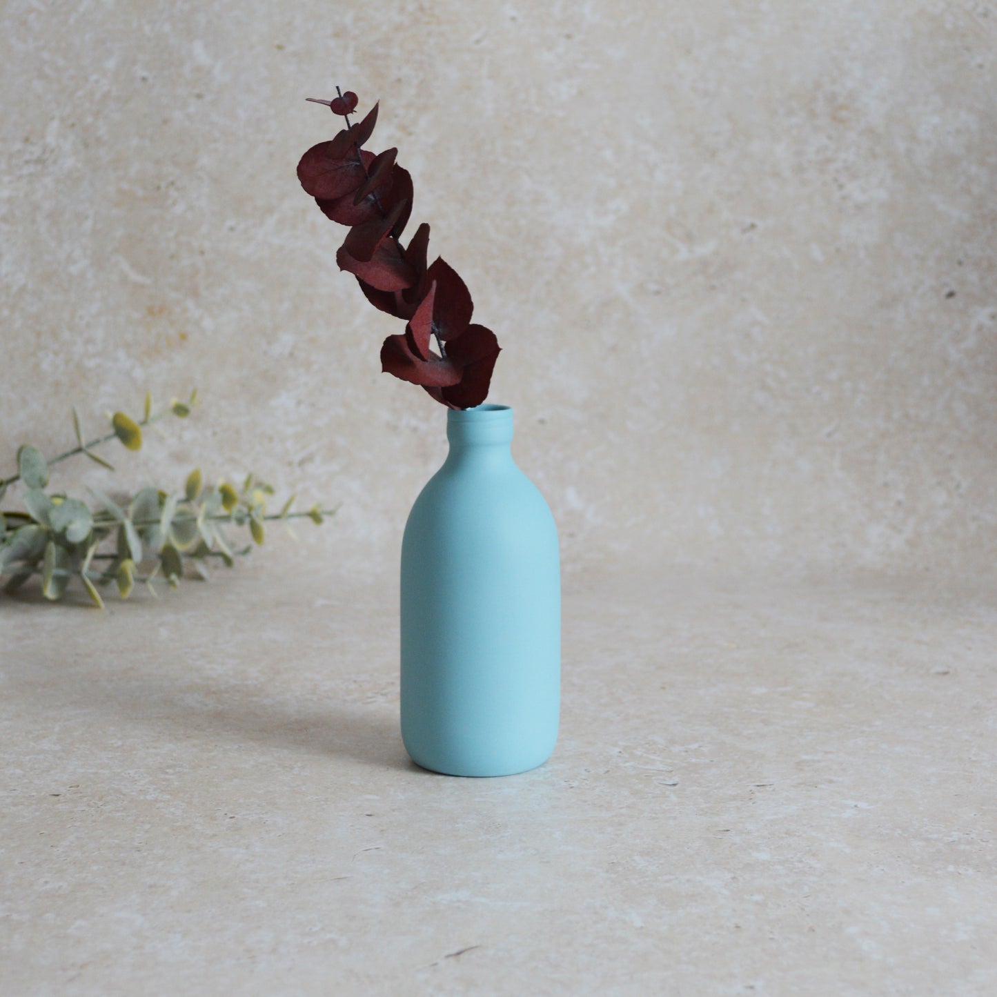 Seconds* Large Pastel BLUE Bottle Vase With A Gold Embossed Heart | Flower Vase | Porcelain Vase (A97)