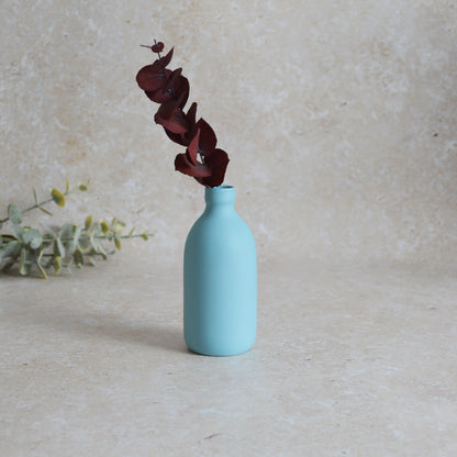 Seconds* Large Pastel BLUE Bottle Vase With A Gold Embossed Heart | Flower Vase | Porcelain Vase (A97)