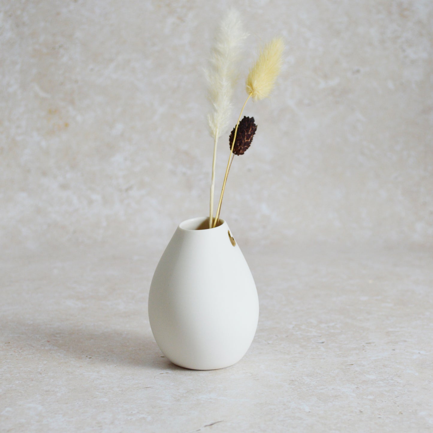 Seconds* Small White Bud Vase with an Embossed Gold Heart | Porcelain | Flower Vase | Mother's Day Vase (A98)