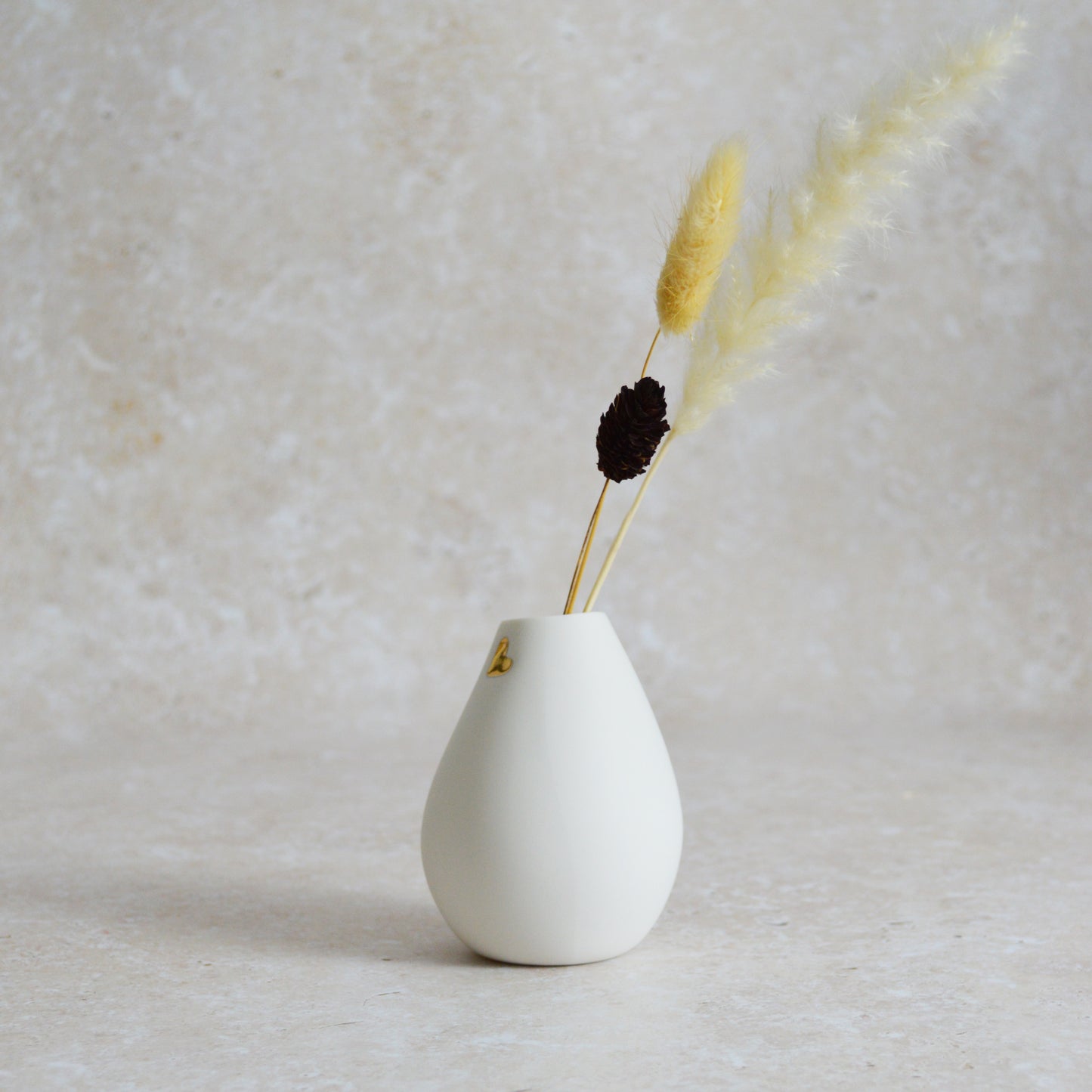 Seconds* Small White Bud Vase with an Embossed Gold Heart | Porcelain | Flower Vase | Mother's Day Vase (A98)