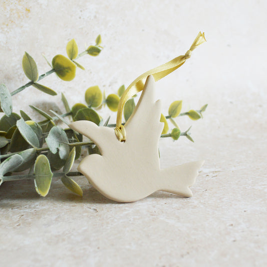 Sample* Christmas Dove Decoration | Soft Cream | Hanging Decoration | Christmas Decor | Tree Ornament (B10)
