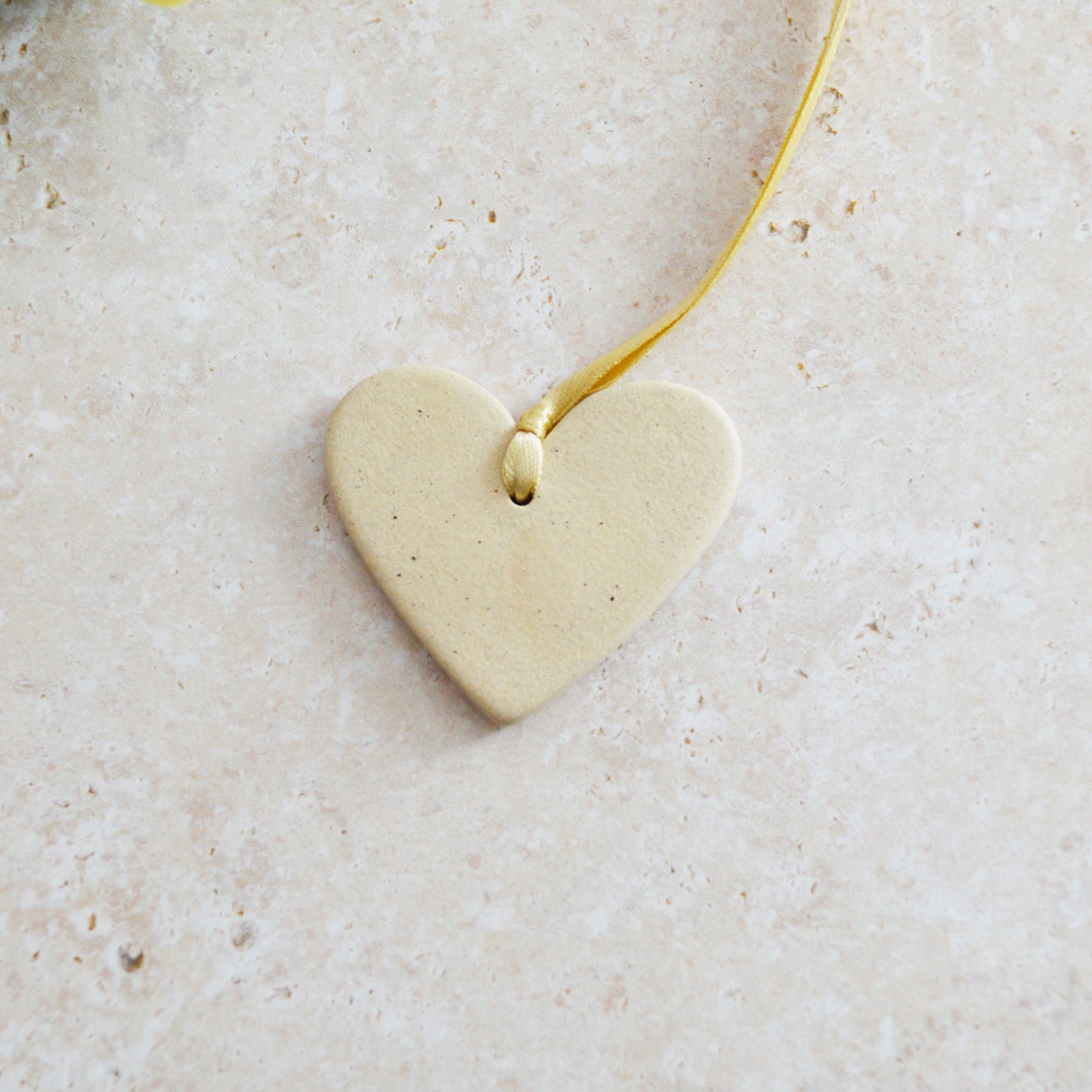 Sample* Mini Hanging Heart U Tag | Speckled Beige | Love You Heart Tag With A Mini Pearl Heart Tag | Valentine's Gift | Stoneware (B13)