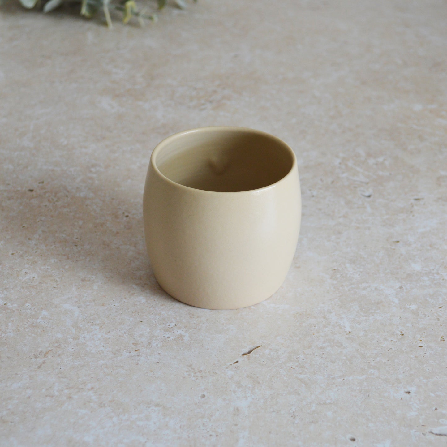 Sample* Small Rounded Beige Thrown Pot | Glazed Brown Pot | Porcelain (B14)