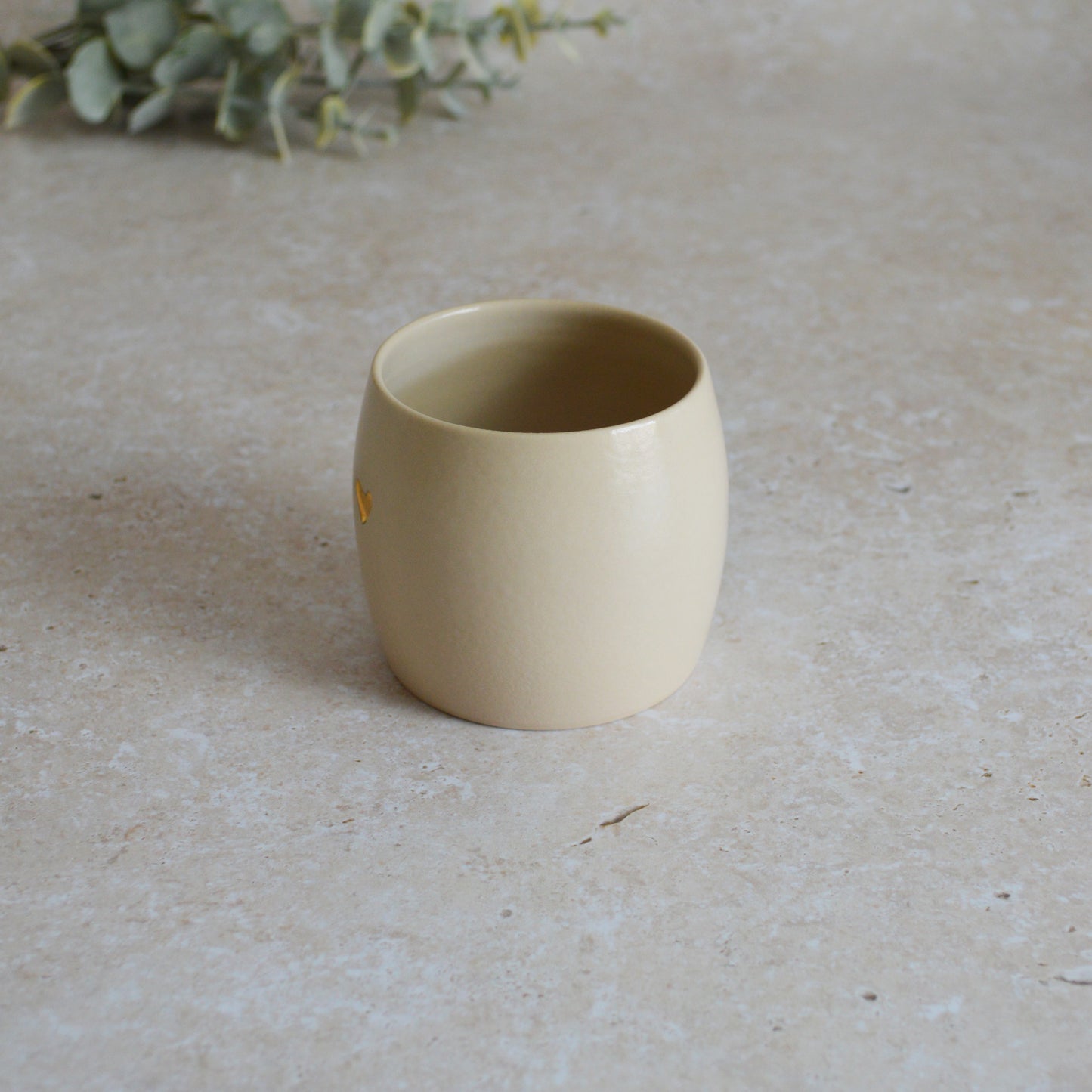 Sample* Small Rounded Beige Thrown Pot | Glazed Brown Pot | Porcelain (B14)
