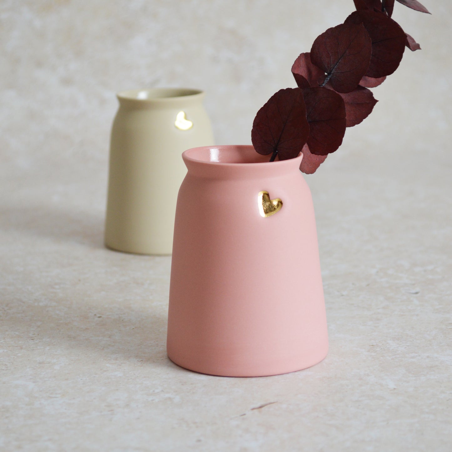 Sample* Seconds* Small Porcelain Vase with a Gold Embossed Heart | Porcelain | Flower Vase | Mother's Day Vase  (B16 & B17)