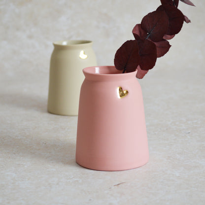 Sample* Seconds* Small Porcelain Vase with a Gold Embossed Heart | Porcelain | Flower Vase | Mother's Day Vase  (B16 & B17)