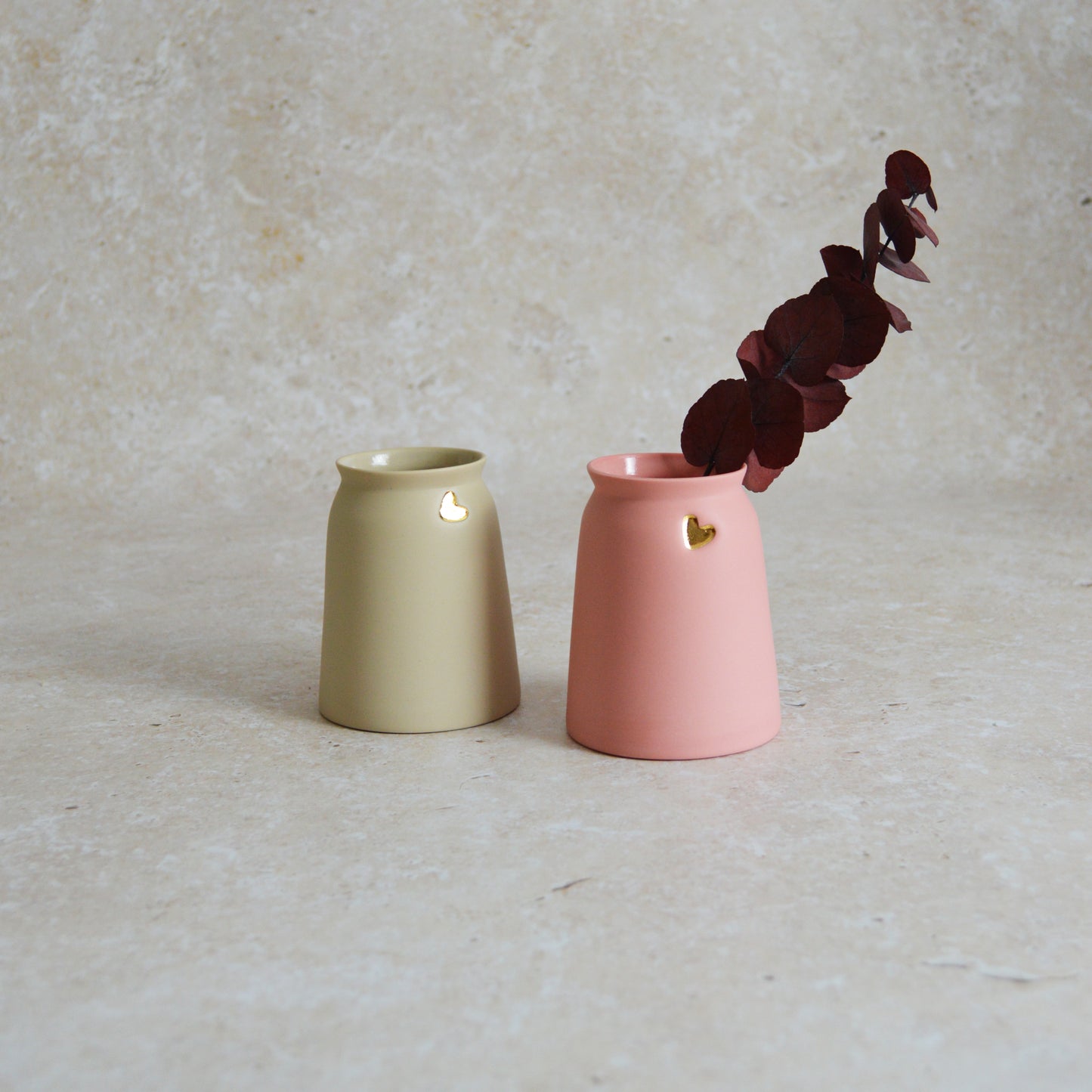Sample* Seconds* Small Porcelain Vase with a Gold Embossed Heart | Porcelain | Flower Vase | Mother's Day Vase  (B16 & B17)