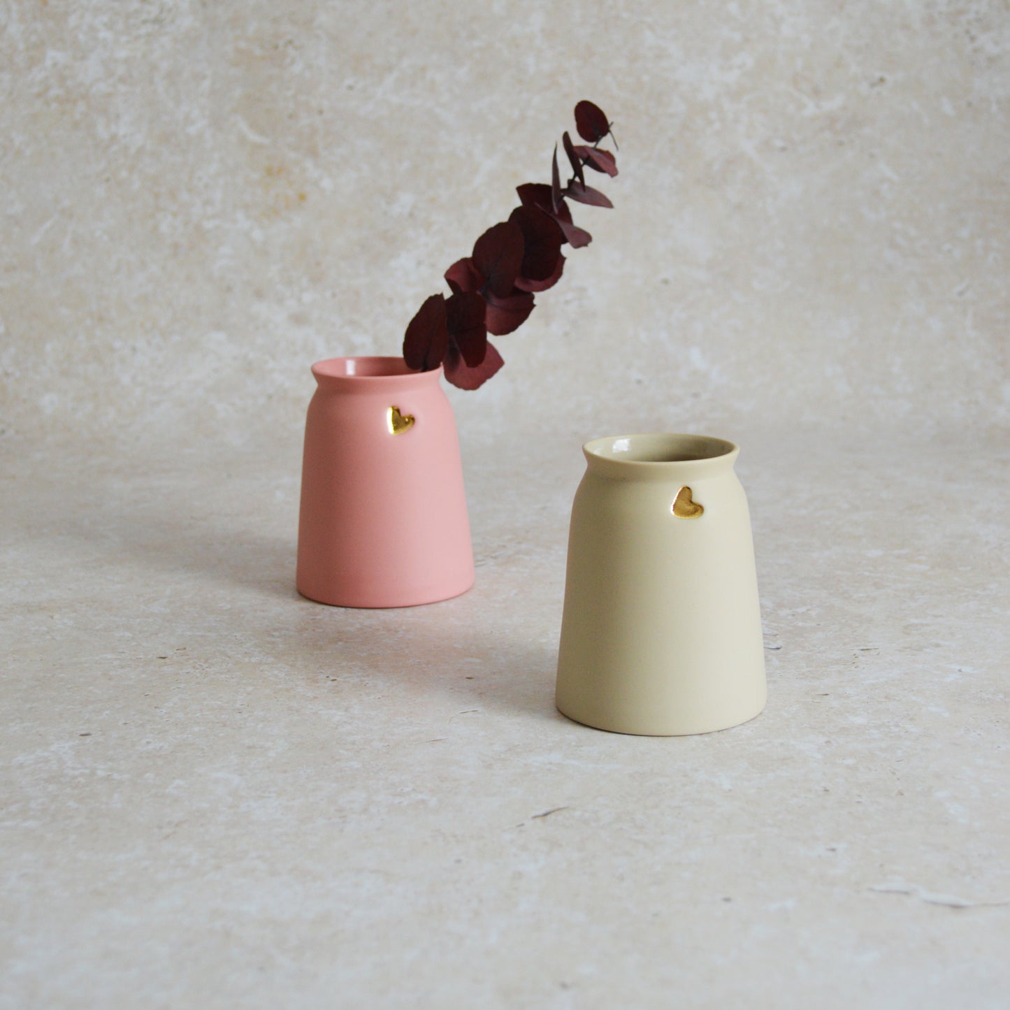 Sample* Seconds* Small Porcelain Vase with a Gold Embossed Heart | Porcelain | Flower Vase | Mother's Day Vase  (B16 & B17)