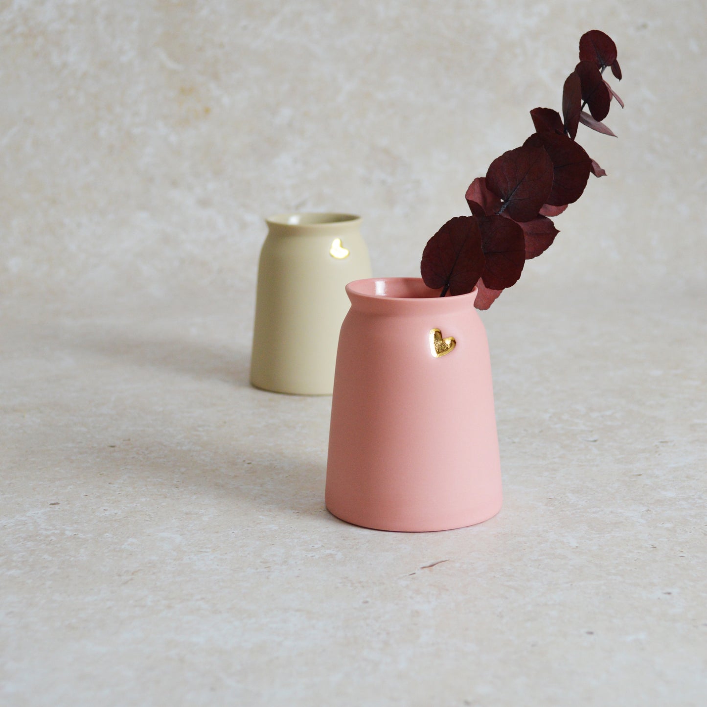 Sample* Seconds* Small Porcelain Vase with a Gold Embossed Heart | Porcelain | Flower Vase | Mother's Day Vase  (B16 & B17)