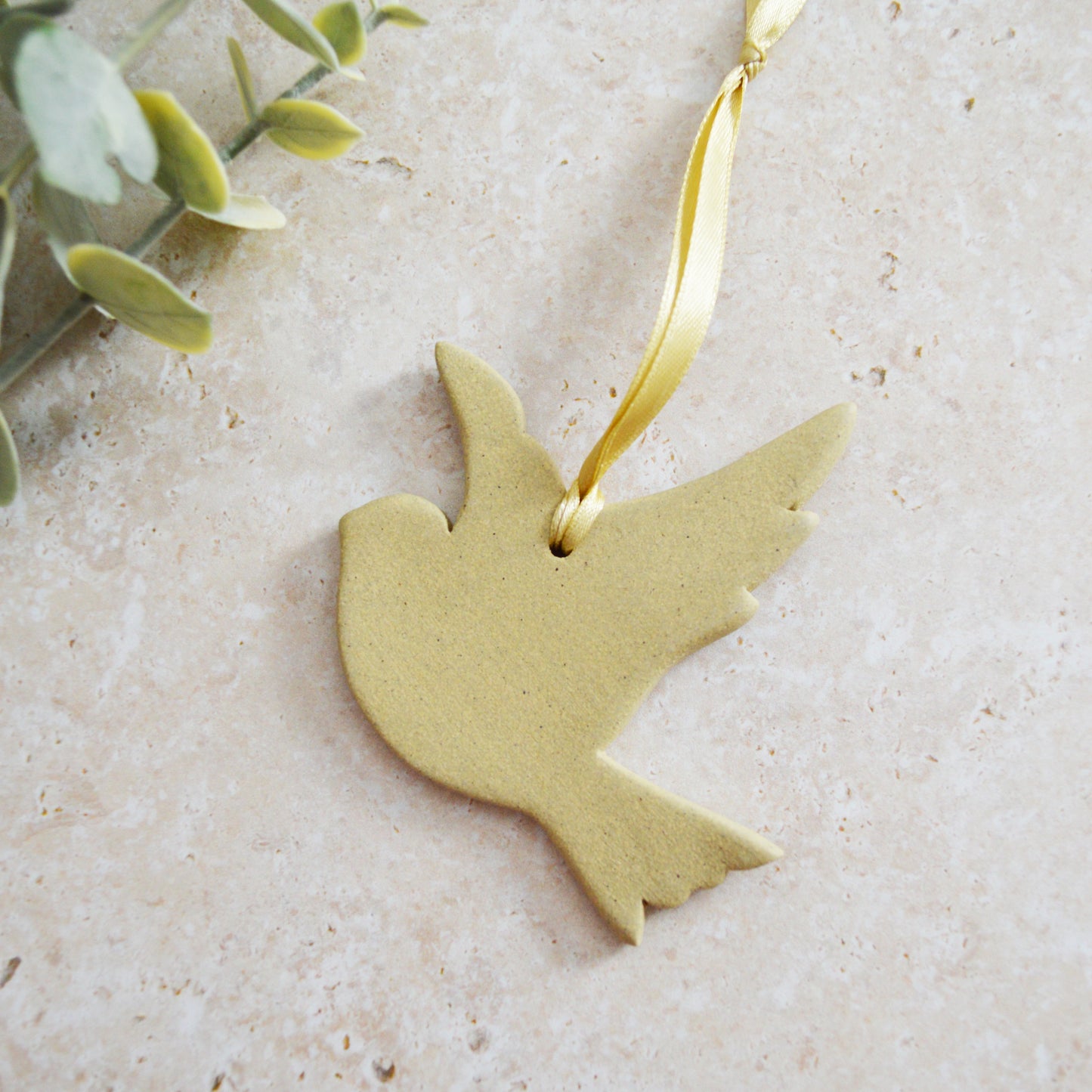Sample* Stoneware Dove | Sand | Hanging Decoration | Christmas Decor | Tree Ornament (B2)