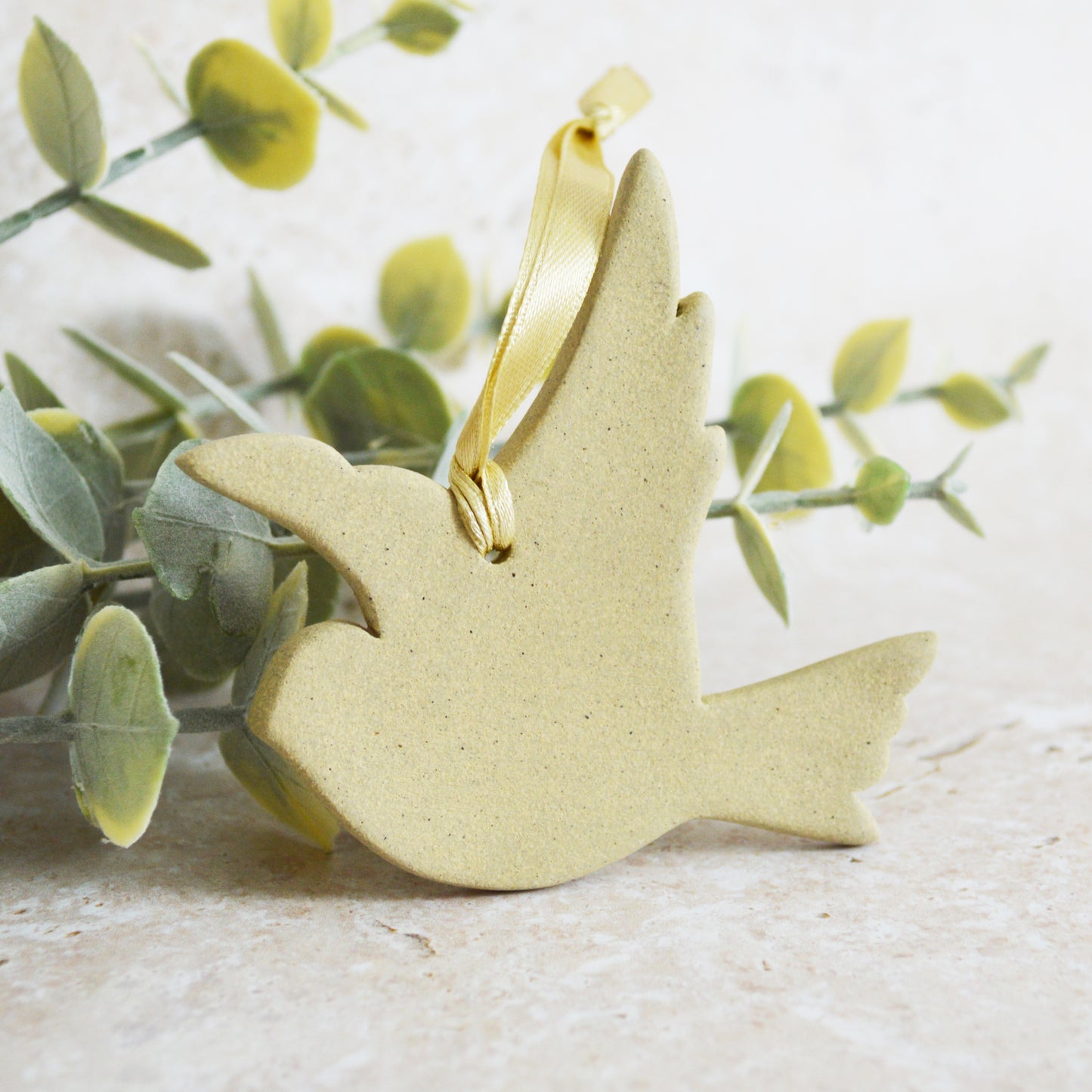 Sample* Stoneware Dove | Sand | Hanging Decoration | Christmas Decor | Tree Ornament (B2)