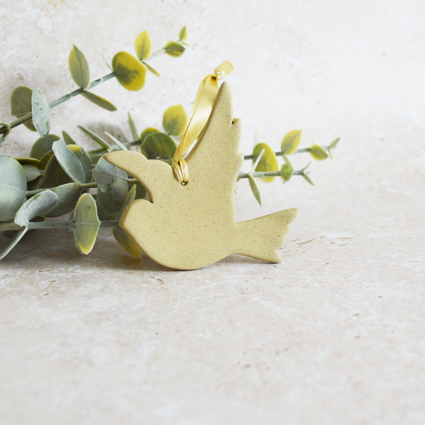 Sample* Stoneware Dove | Sand | Hanging Decoration | Christmas Decor | Tree Ornament (B2)