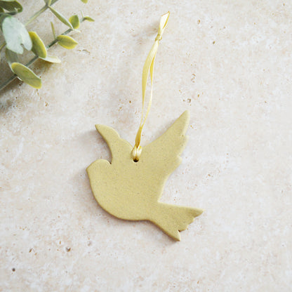 Sample* Stoneware Dove | Sand | Hanging Decoration | Christmas Decor | Tree Ornament (B2)