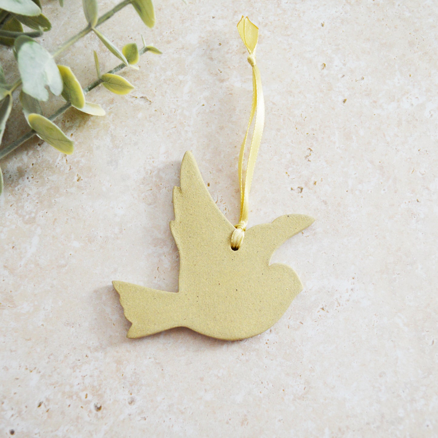 Sample* Stoneware Dove | Sand | Hanging Decoration | Christmas Decor | Tree Ornament (B2)