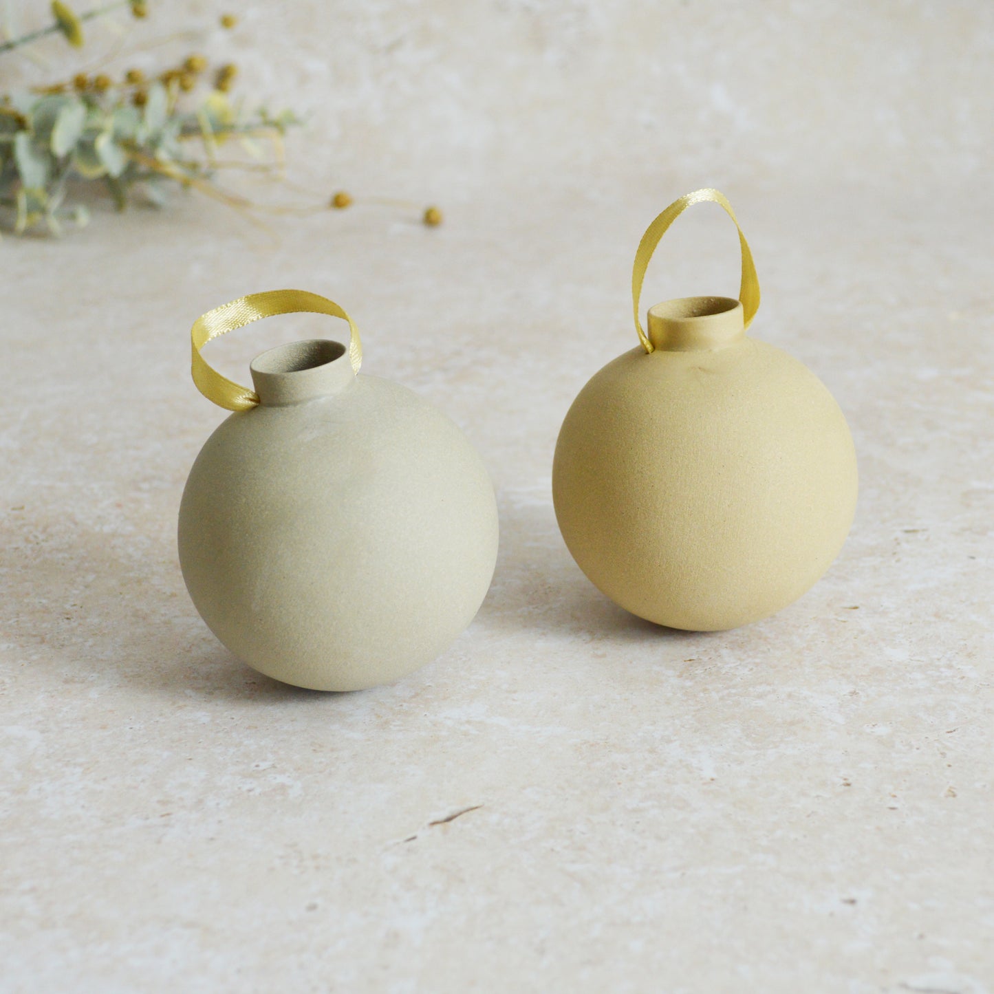 Seconds* Large Pastel Bauble With A Gold Heart | Stoneware | Hanging Christmas Decorations | Christmas Tree Decor (B31)
