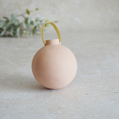 Seconds* Pastel PINK Large Pastel Bauble With A Gold Heart | Stoneware | Hanging Christmas Decorations | Christmas Tree Decor (B32)