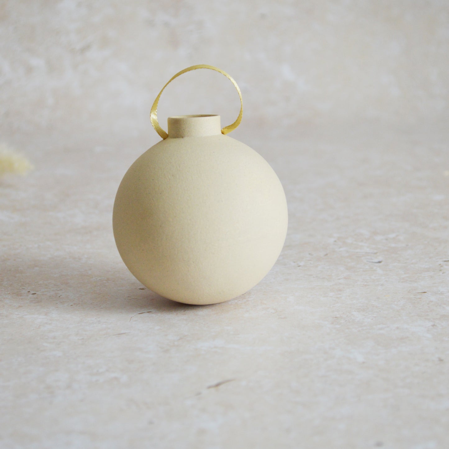 Seconds* BEIGE Large Pastel Bauble With A Gold Heart | Stoneware | Hanging Christmas Decorations | Christmas Tree Decor (B33)