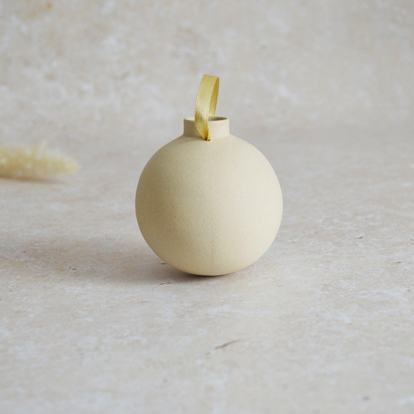 Seconds* BEIGE Large Pastel Bauble With A Gold Heart | Stoneware | Hanging Christmas Decorations | Christmas Tree Decor (B33)