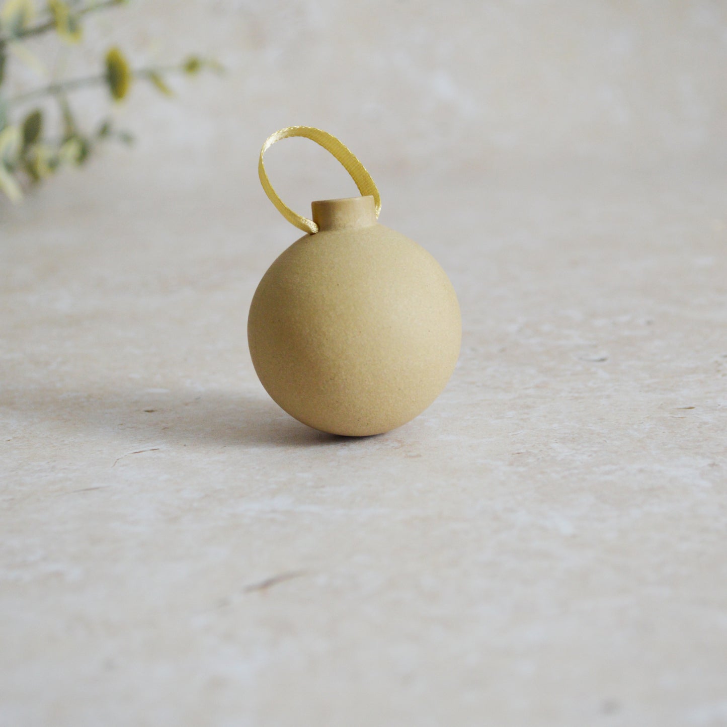 Seconds* BROWN Small Pastel Bauble With A Gold Heart | Stoneware | Hanging Christmas Decorations | Christmas Tree Decor (B34)