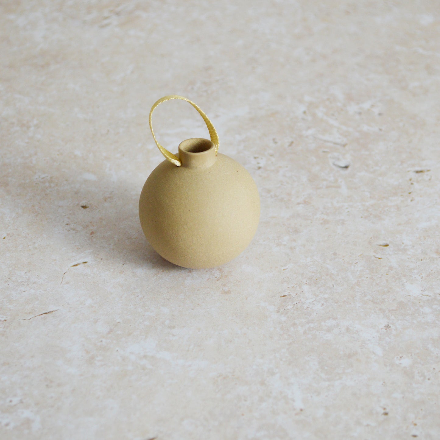 Seconds* BROWN Small Pastel Bauble With A Gold Heart | Stoneware | Hanging Christmas Decorations | Christmas Tree Decor (B34)