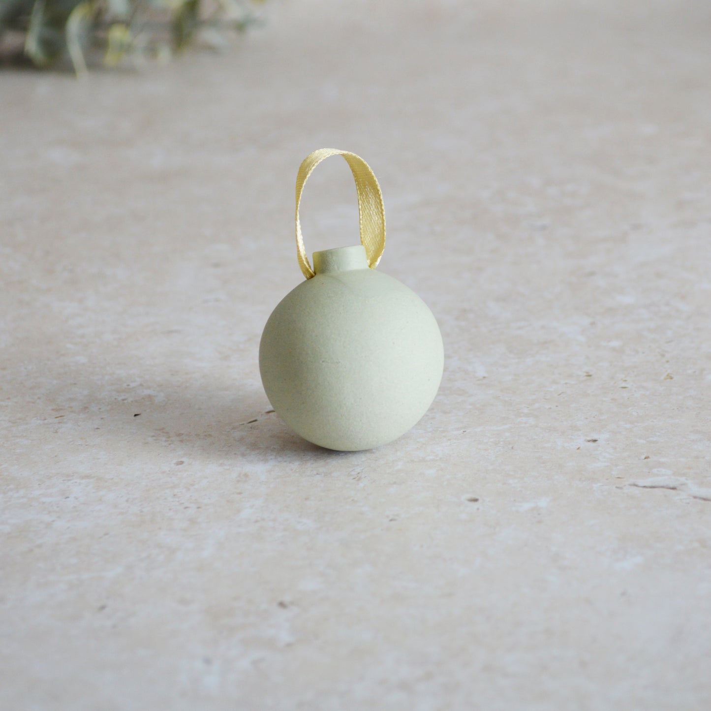 Seconds* Pastel MINT Small Pastel Bauble With A Gold Heart | Stoneware | Hanging Christmas Decorations | Christmas Tree Decor (B35)