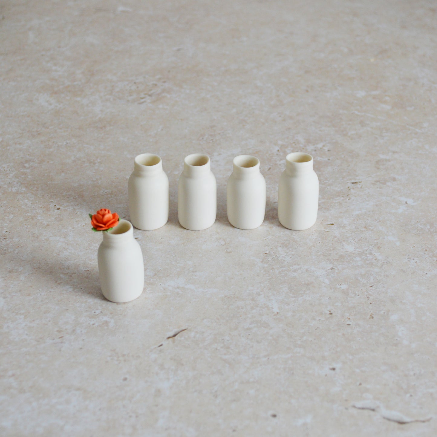 Seconds* Mini Bottle with An Embossed Gold Heart and Paper Rose | Valentine's Gifts | Porcelain (B3)
