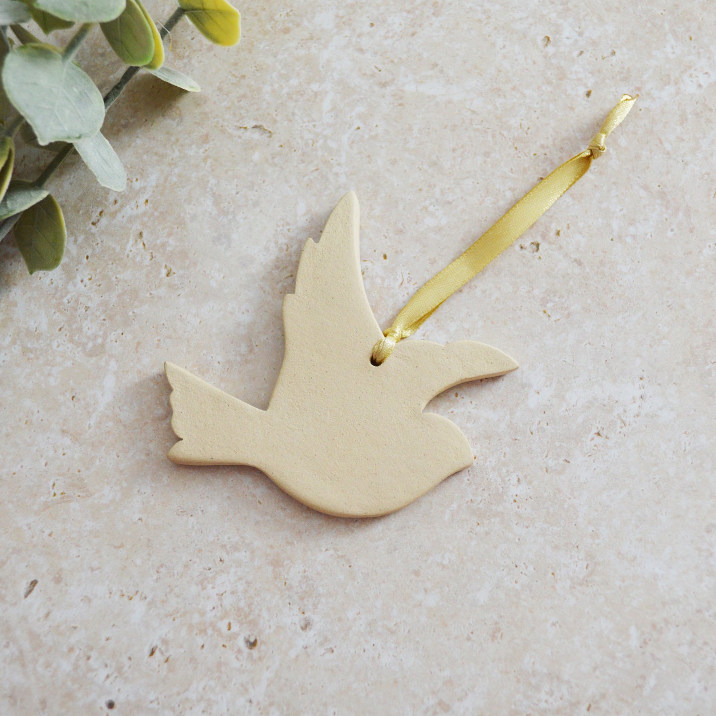 Sample* Stoneware Dove | Glazed Cream | Hanging Decoration | Christmas Decor | Tree Ornament (B41)