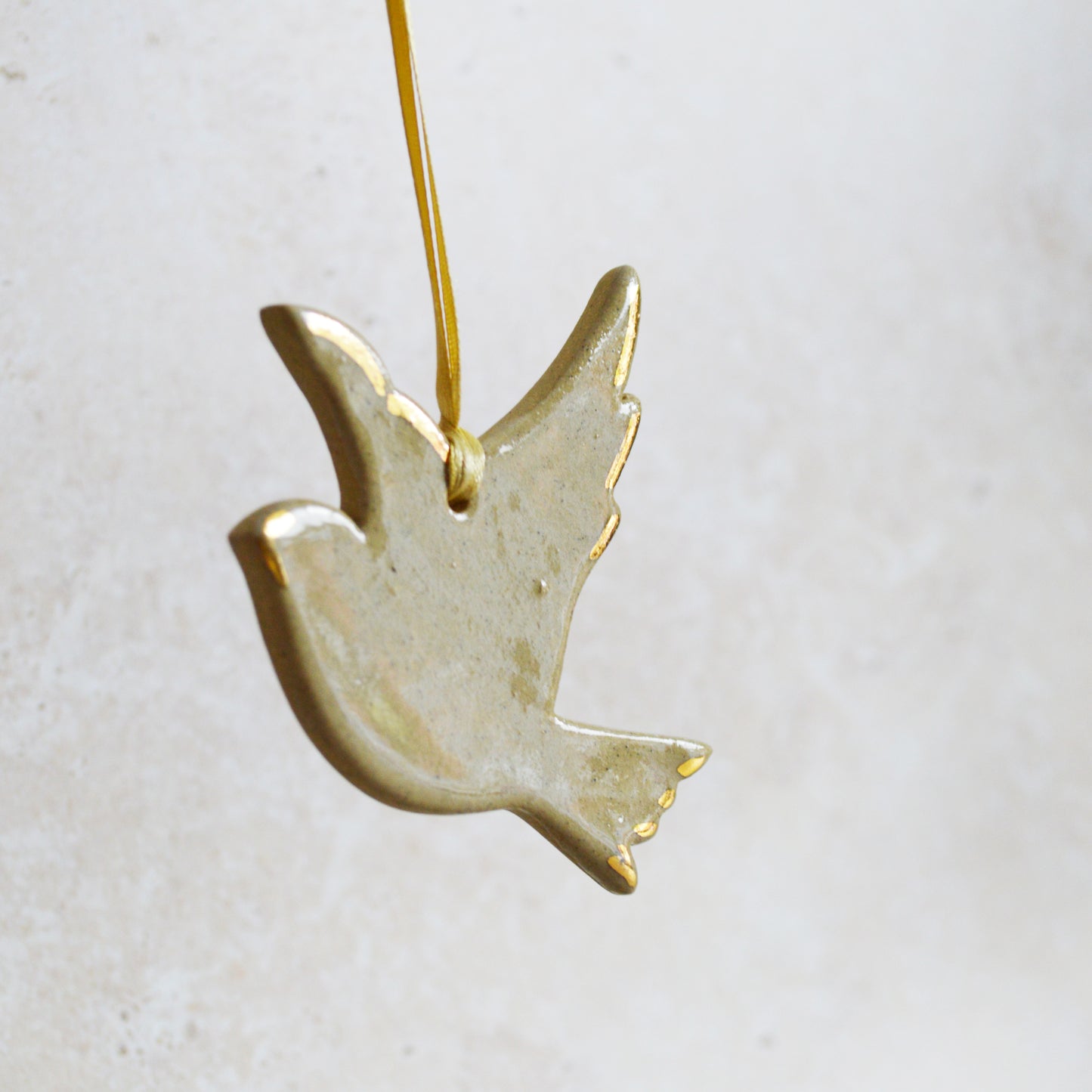 Sample* Stoneware Dove | Glazed Sand | Hanging Decoration | Christmas Decor | Tree Ornament (B42)
