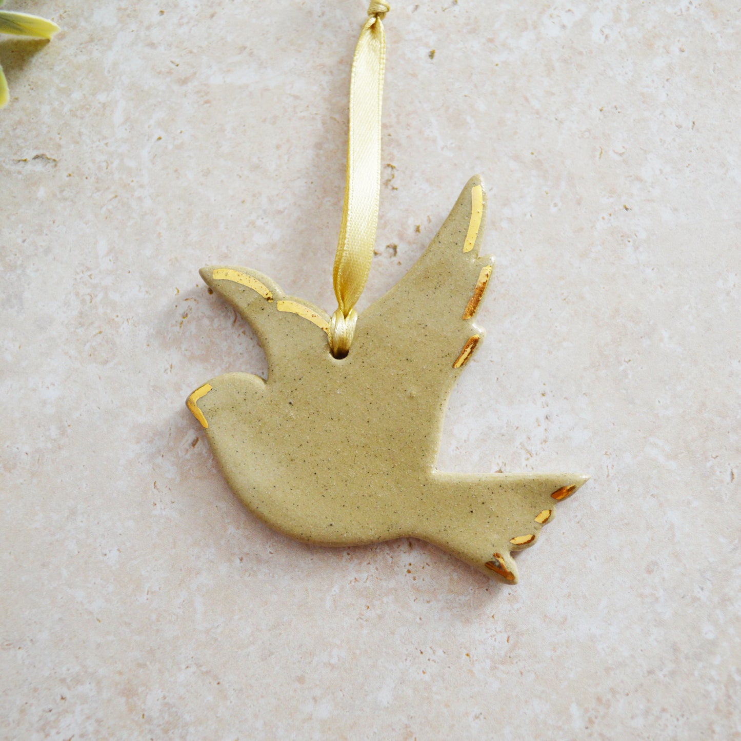 Sample* Stoneware Dove | Glazed Sand | Hanging Decoration | Christmas Decor | Tree Ornament (B42)