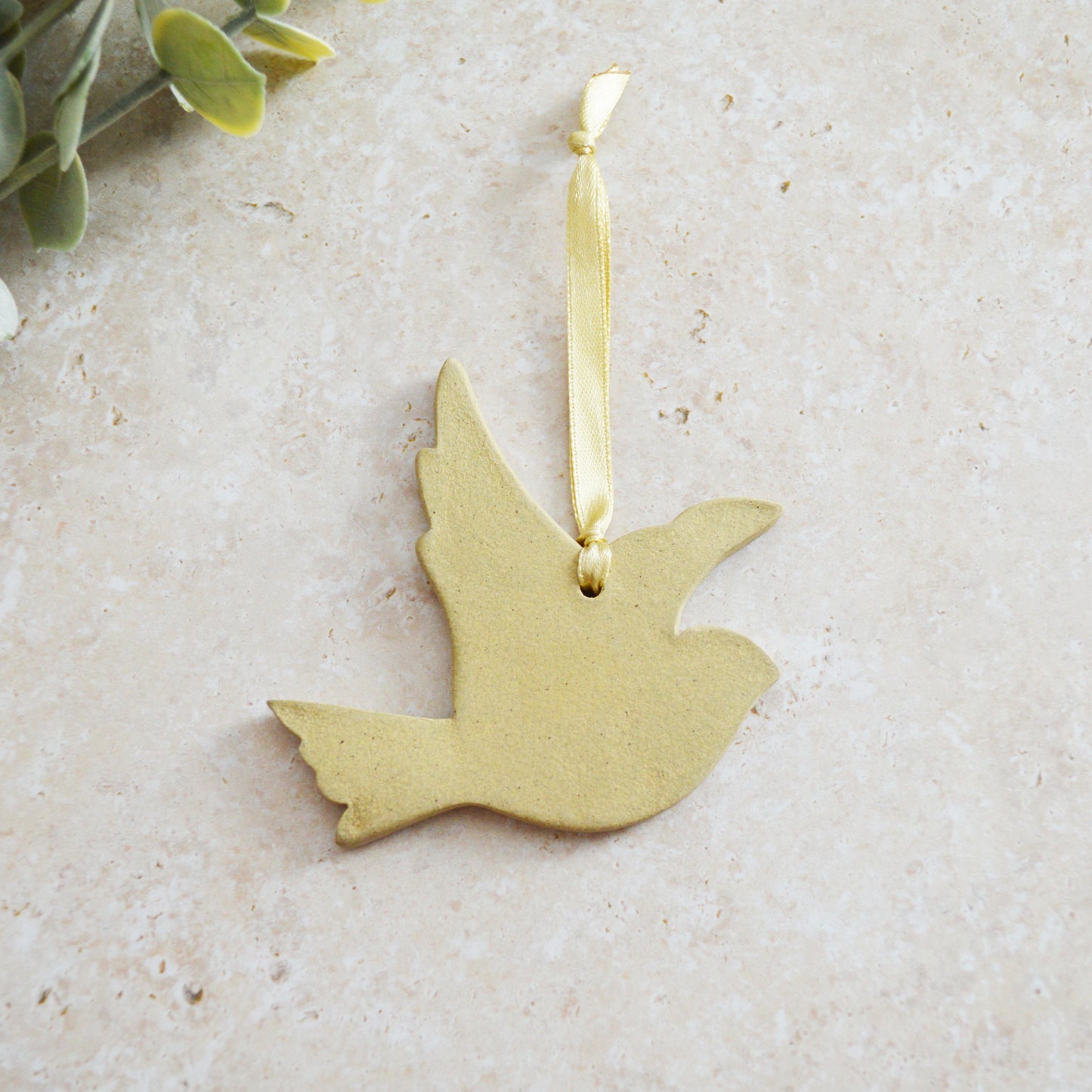 Sample* Stoneware Dove | Glazed Sand | Hanging Decoration | Christmas Decor | Tree Ornament (B42)