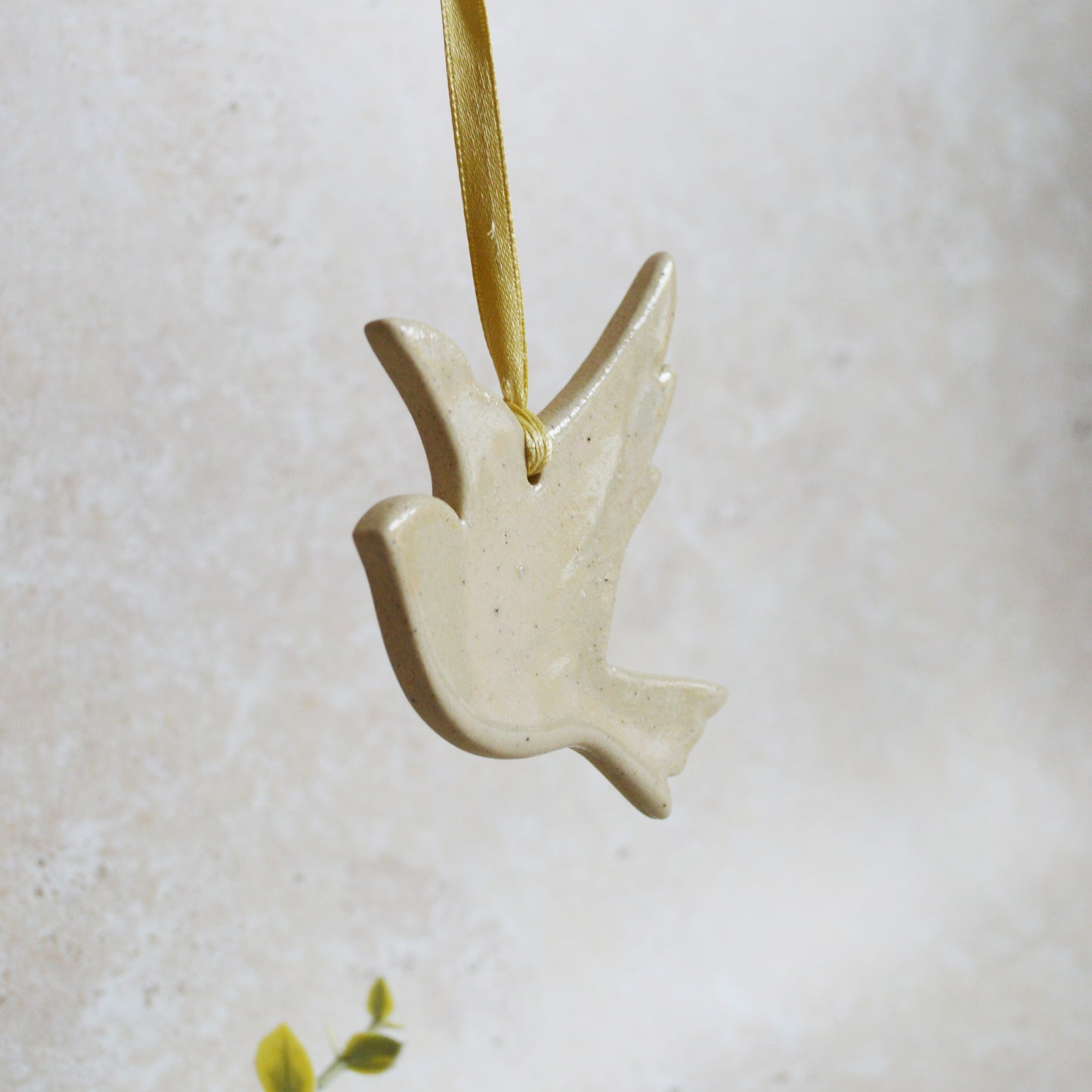 Sample* Stoneware Dove | Glazed Speckled Cream | Hanging Decoration | Christmas Decor | Tree Ornament (B43)