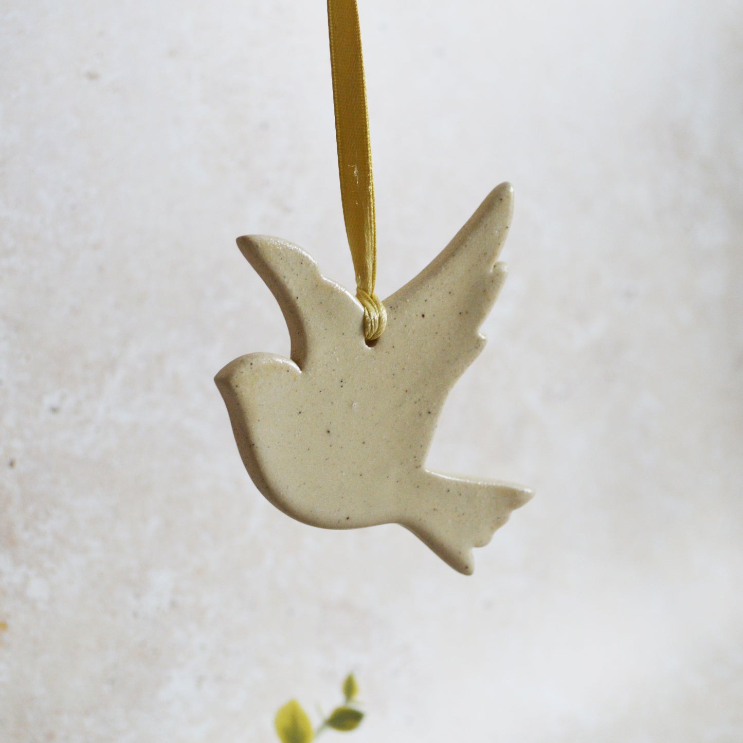 Sample* Stoneware Dove | Glazed Speckled Cream | Hanging Decoration | Christmas Decor | Tree Ornament (B43)