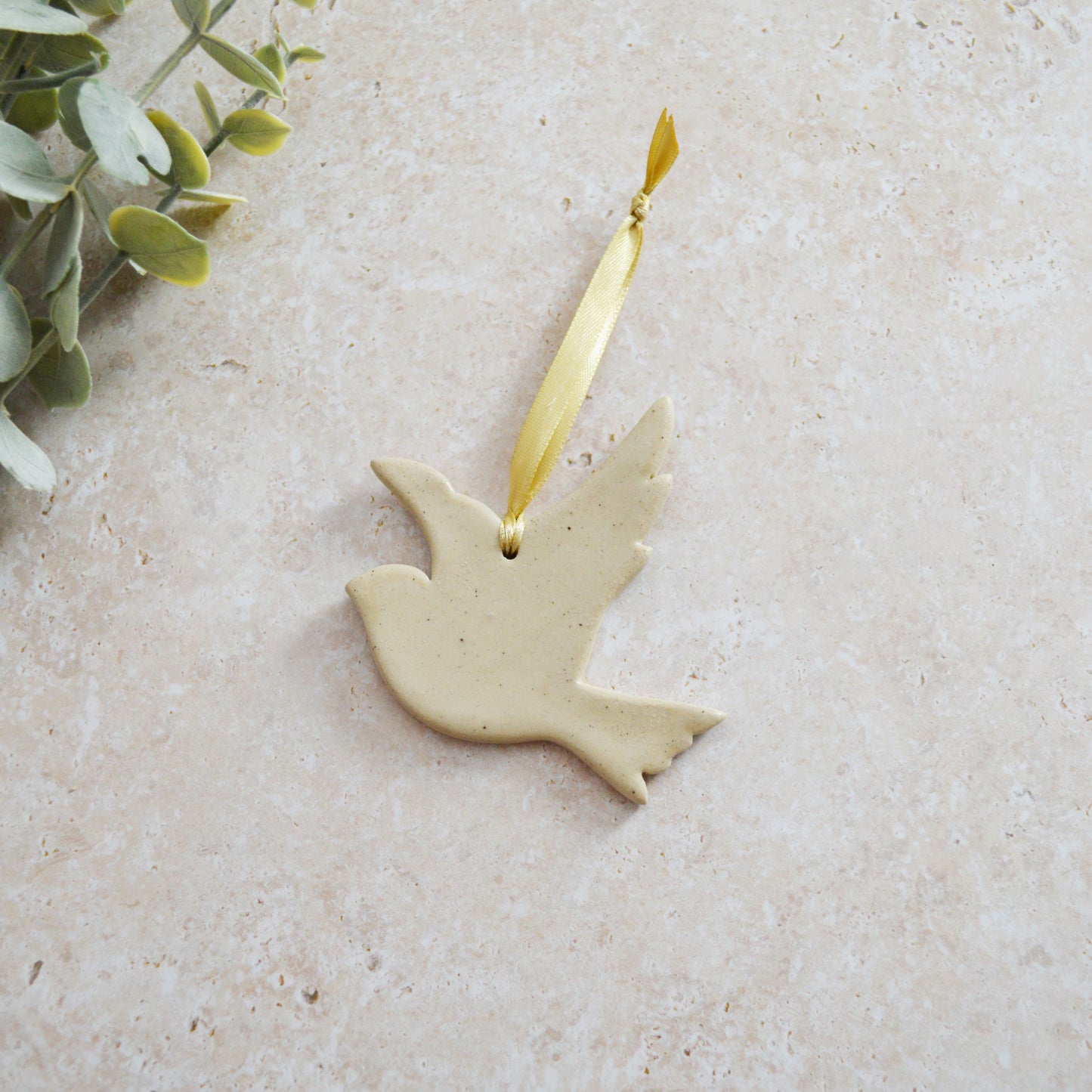 Sample* Stoneware Dove | Glazed Speckled Cream | Hanging Decoration | Christmas Decor | Tree Ornament (B43)