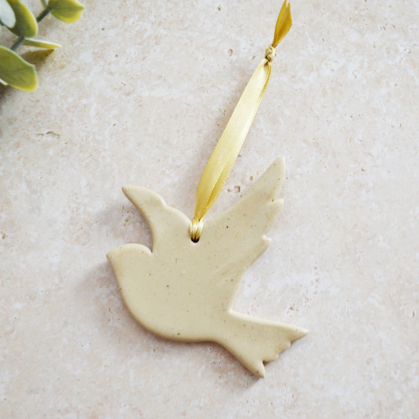 Sample* Stoneware Dove | Glazed Speckled Cream | Hanging Decoration | Christmas Decor | Tree Ornament (B43)