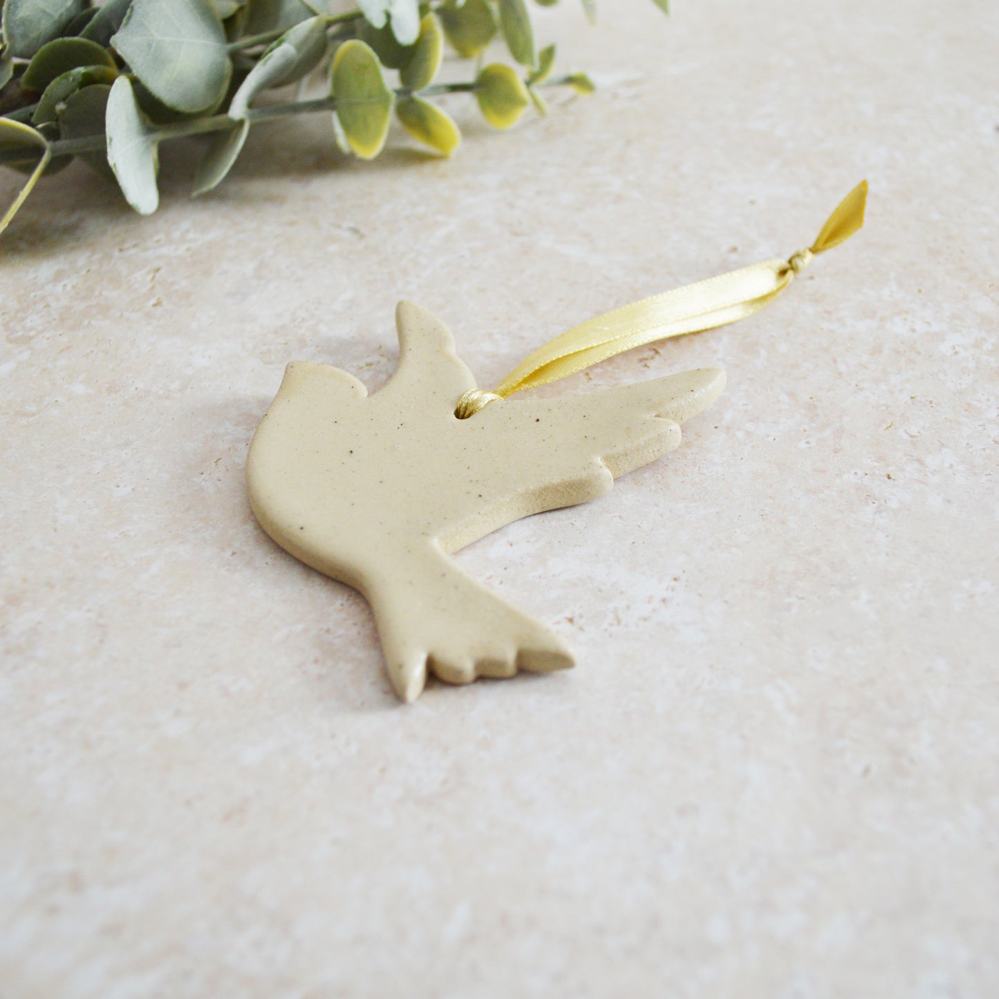 Sample* Stoneware Dove | Glazed Speckled Cream | Hanging Decoration | Christmas Decor | Tree Ornament (B43)