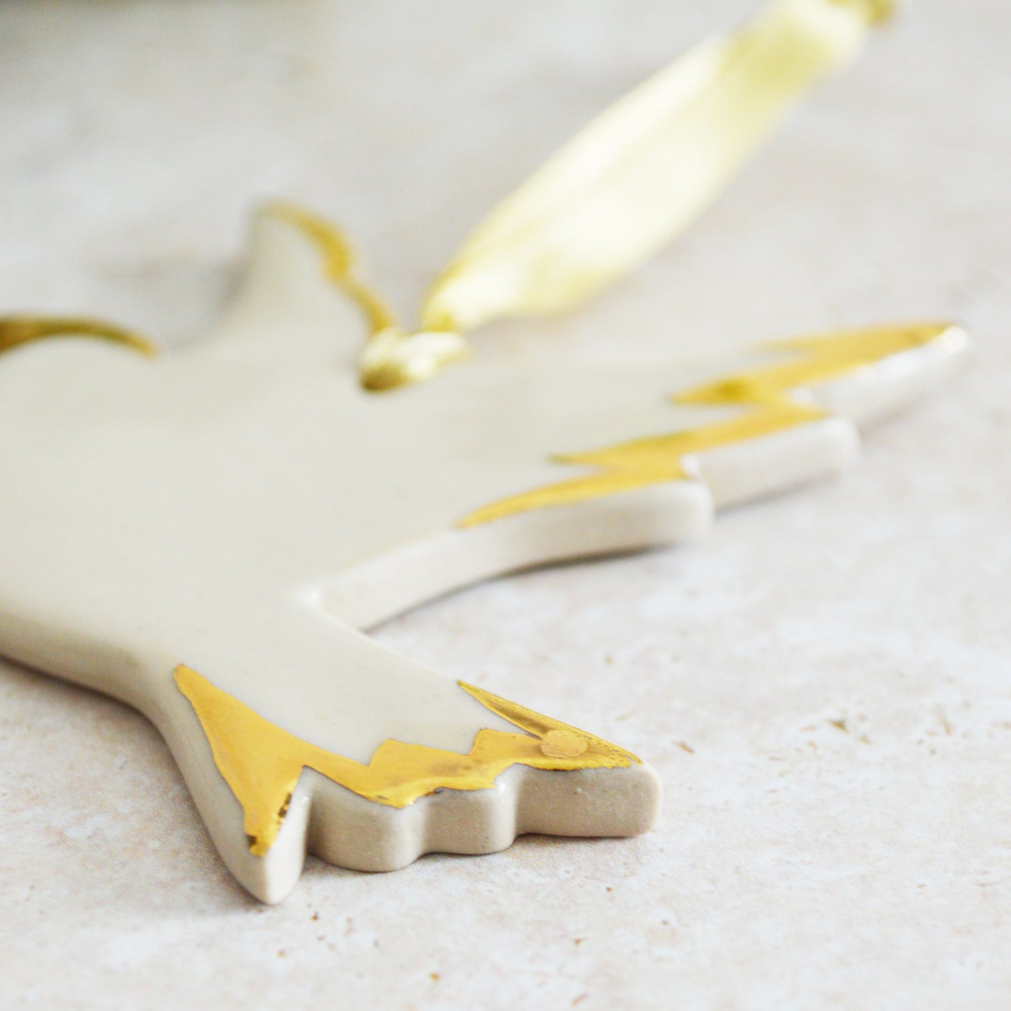 Sample* Seconds* Stoneware Dove | Glazed Soft Cream | Hanging Decoration | Christmas Decor | Tree Ornament (B44)