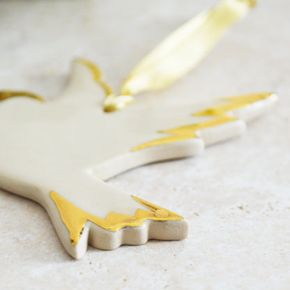 Sample* Seconds* Stoneware Dove | Glazed Soft Cream | Hanging Decoration | Christmas Decor | Tree Ornament (B44)