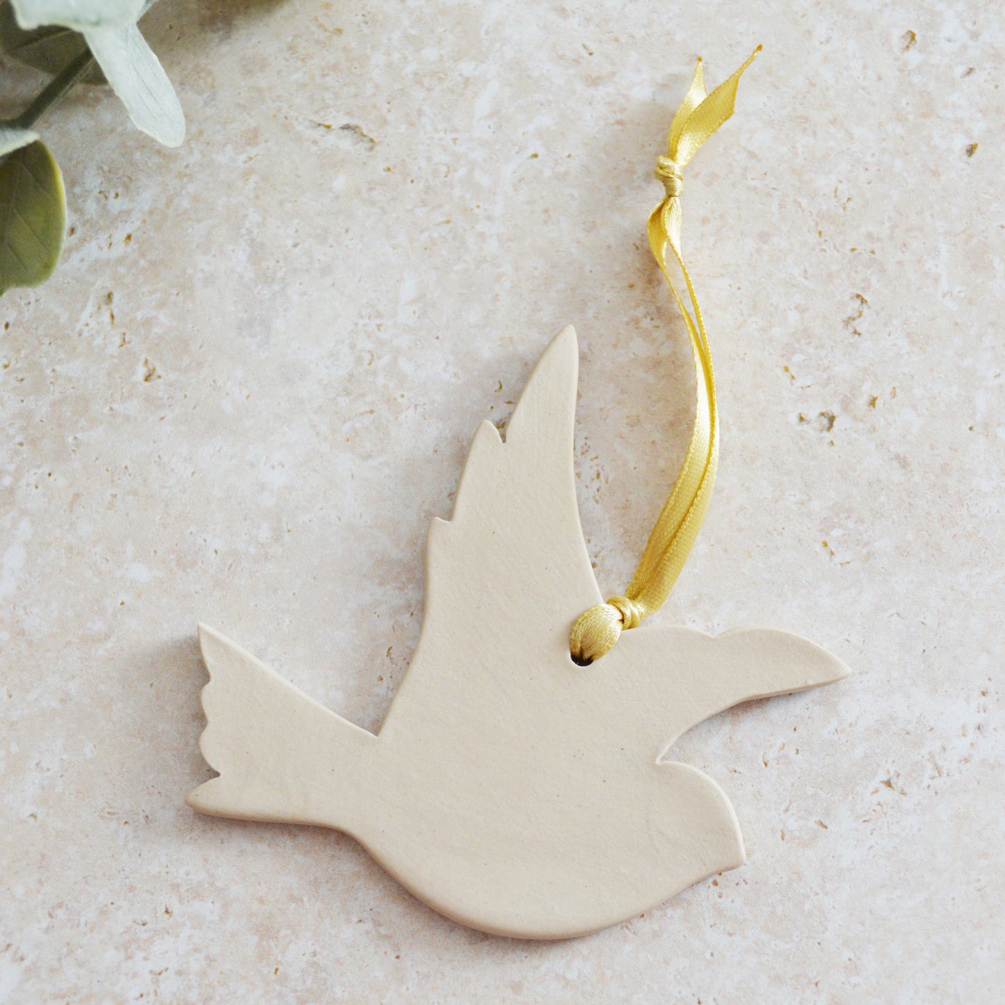Sample* Seconds* Stoneware Dove | Glazed Soft Cream | Hanging Decoration | Christmas Decor | Tree Ornament (B44)