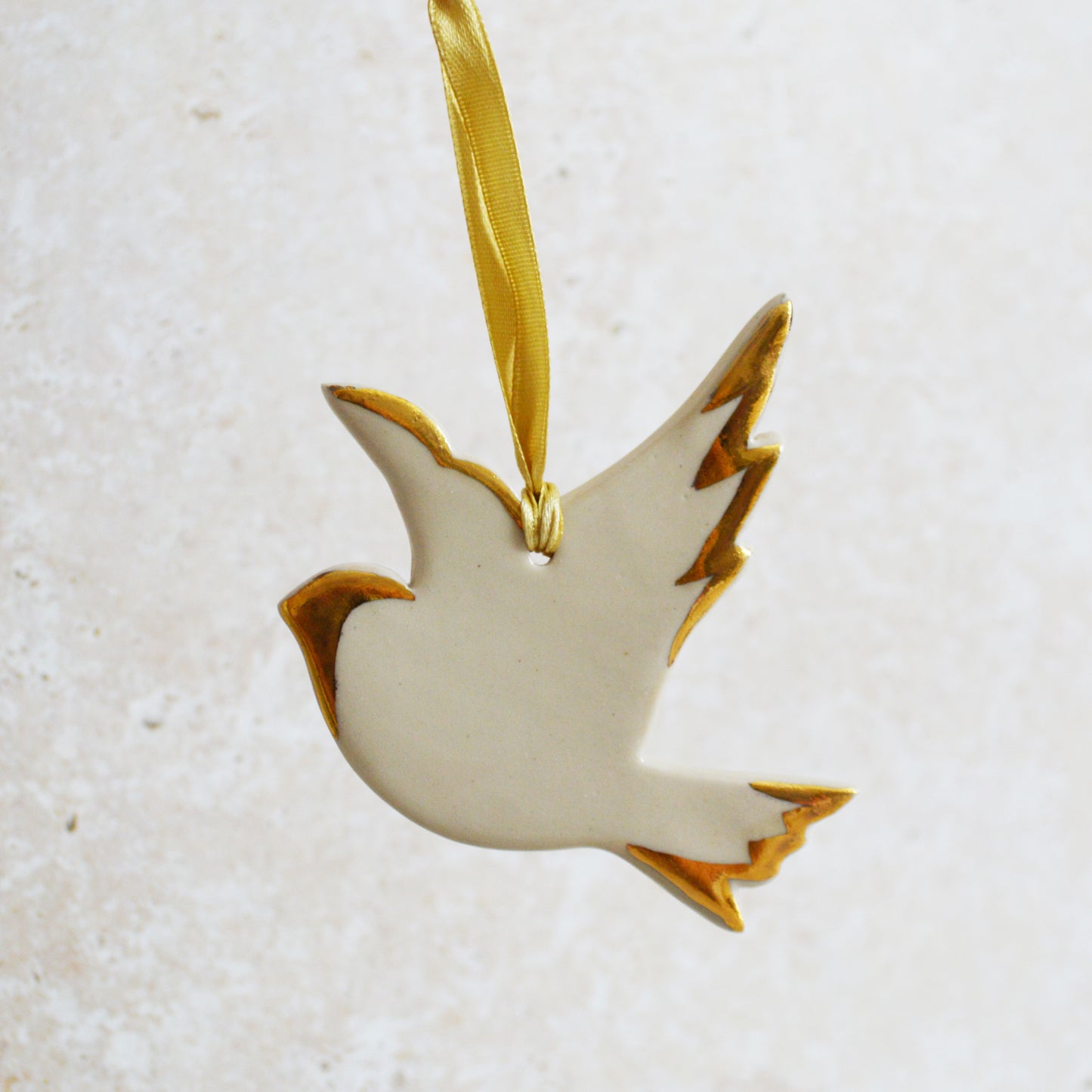 Sample* Seconds* Stoneware Dove | Glazed Soft Cream | Hanging Decoration | Christmas Decor | Tree Ornament (B44)