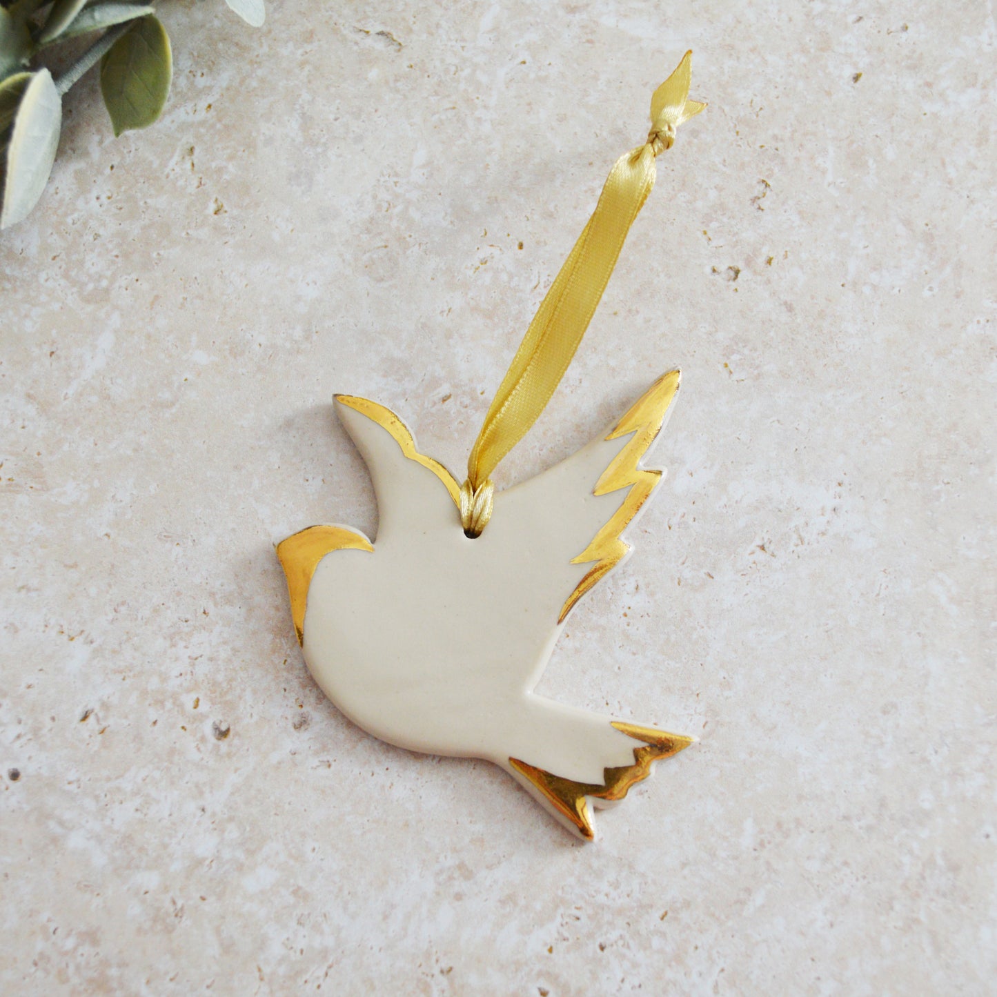Sample* Seconds* Stoneware Dove | Glazed Soft Cream | Hanging Decoration | Christmas Decor | Tree Ornament (B44)