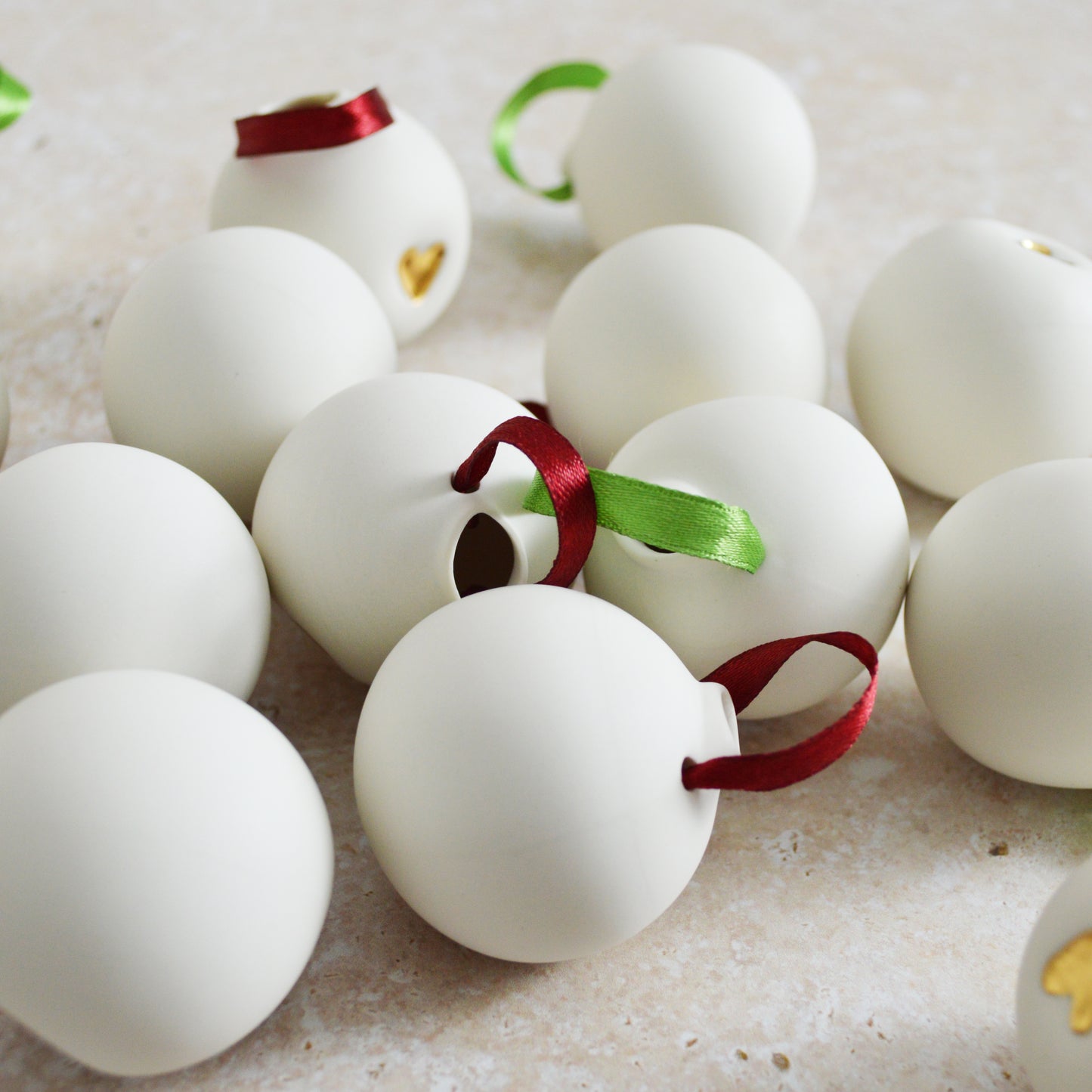 Seconds* Discontinued* Porcelain Christmas Bauble With A Gold Embossed Heart | Christmas Decoration | Christmas Tree Decoration (B53)