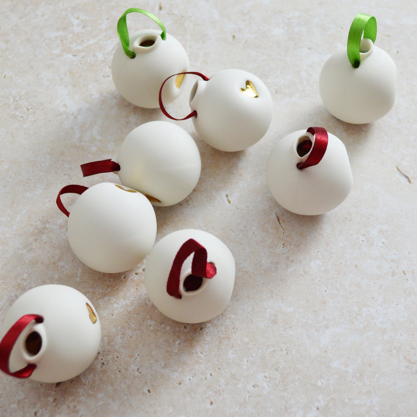 Discontinued* Porcelain Christmas Bauble With A Gold Embossed Heart | Christmas Decoration | Christmas Tree Decoration (B54)